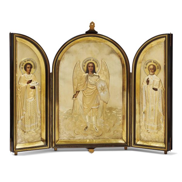  A TRYPTIC ICON, MOSCOW, 1890 CIRCA