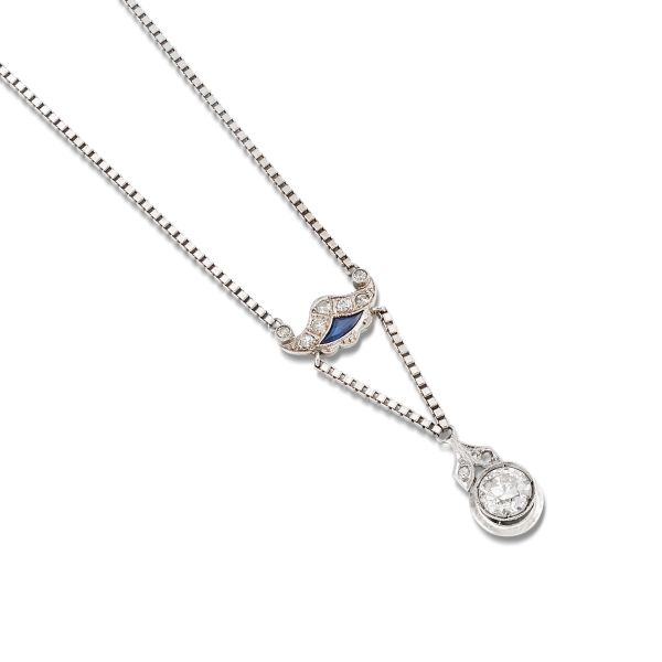 



DIAMOND AND SAPPHIRE NECKLACE IN 18KT WHITE GOLD