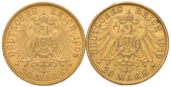 GERMANIA. DUE MONETE D&rsquo;ORO DA 20 MARCHI