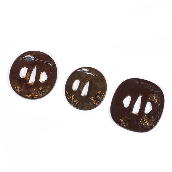 



A GROUP OF THREE TSUBA, JAPAN, MEIJI PERIOD, 19TH CENTURY