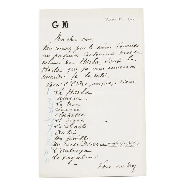 A fine example of the relationship between Maupassant and his publisher Ollendorf