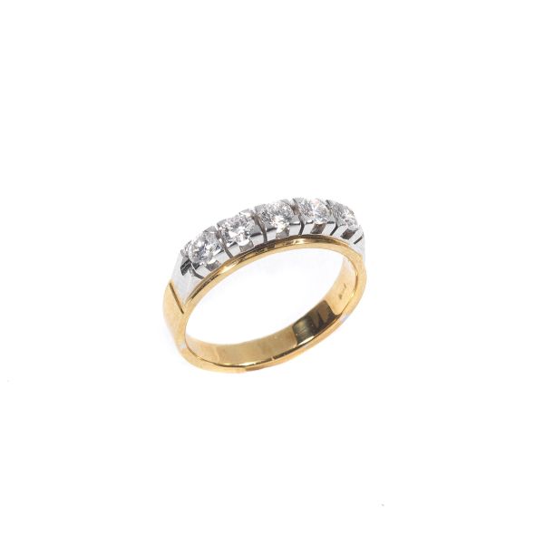 DIAMOND RIVIERA RING IN 18KT TWO TONE GOLD