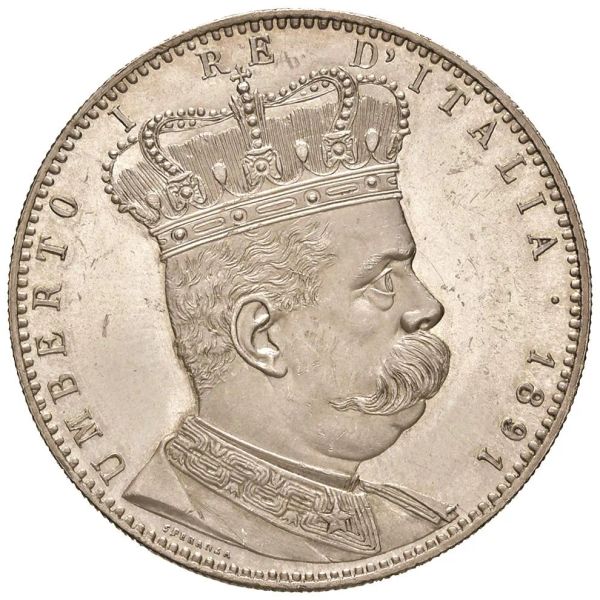      SAVOIA. COLONIA ERITREA. UMBERTO I (1890-1896) 5 LIRE 1891  