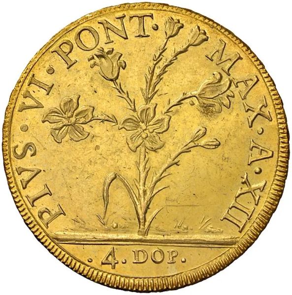      BOLOGNA PIO VI (1775-1799) DA 4 DOPPIE ROMANE 1786 