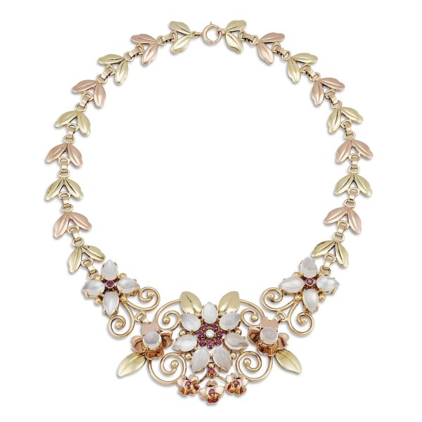 Tiffany &amp; Co - TIFFANY &amp; CO. FLOWERING BRANCH-SHAPED NECKLACE IN 14KT YELLOW AND ROSE GOLD