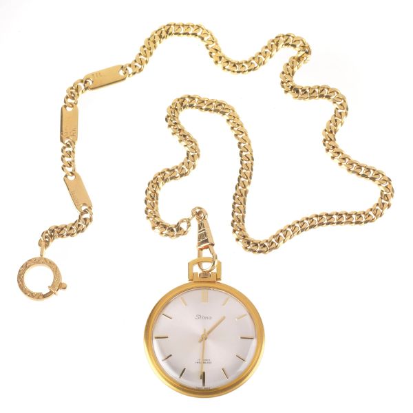 STIMA YELLOW GOLD POCKET WATCH WITH A CHAIN
