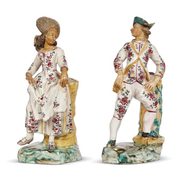 COPPIA DI PICCOLE FIGURE, JACQUES BOSELLY, SAVONA, 1780-1790 CIRCA