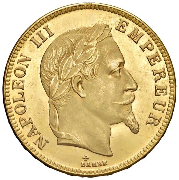 



RIPRODUZIONE DEI 100 FRANCHI 1856 DI NAPOLEONE III