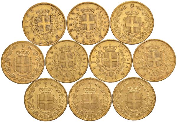 SAVOIA. REGNO D&rsquo;ITALIA. DIECI MARENGHI