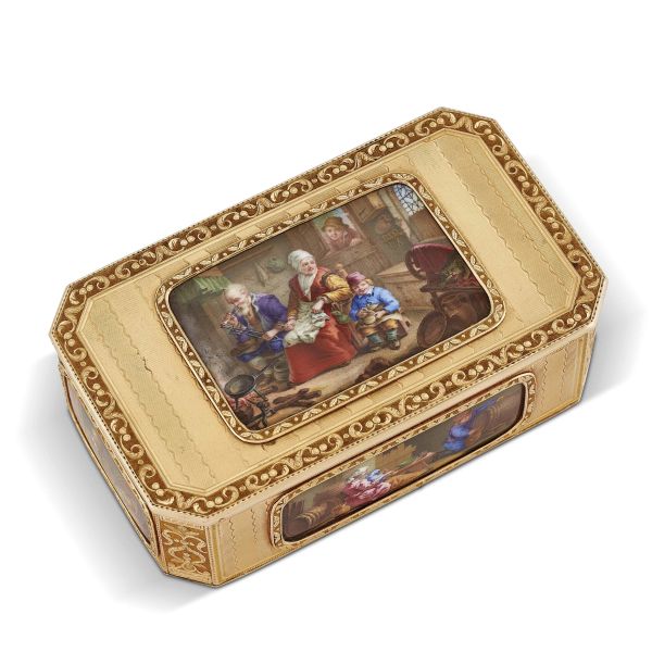 ENAMELED SNUFF BOX IN GOLD PARIS SECOND HALF OF THE 18TH CENTURY