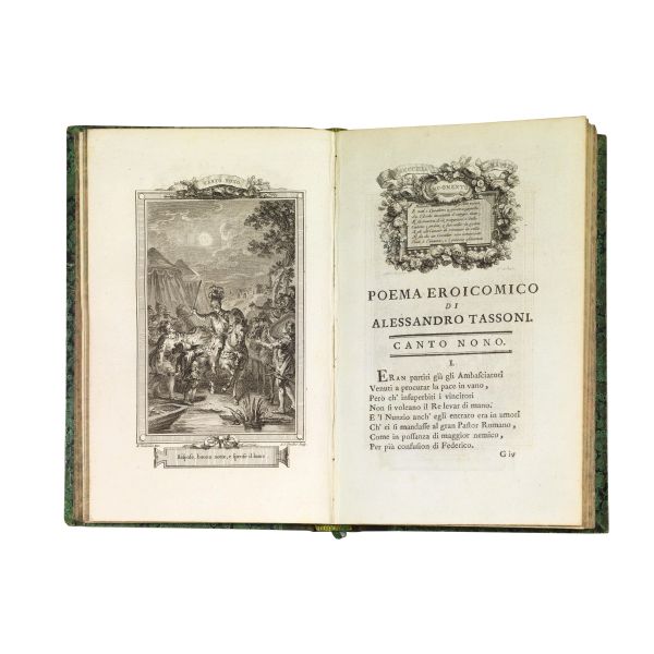 (Illustrati 700)   TASSONI, Alessandro.   La secchia rapita poema eroicomico.   In Parigi, appresso Lorenzo Prault e Pietro Durand, 1766.