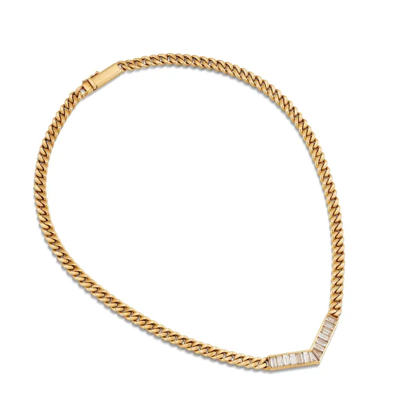 Bulgari - 



BULGARI DIAMOND CURB CHAIN NECKLACE IN 18KT YELLOW GOLD