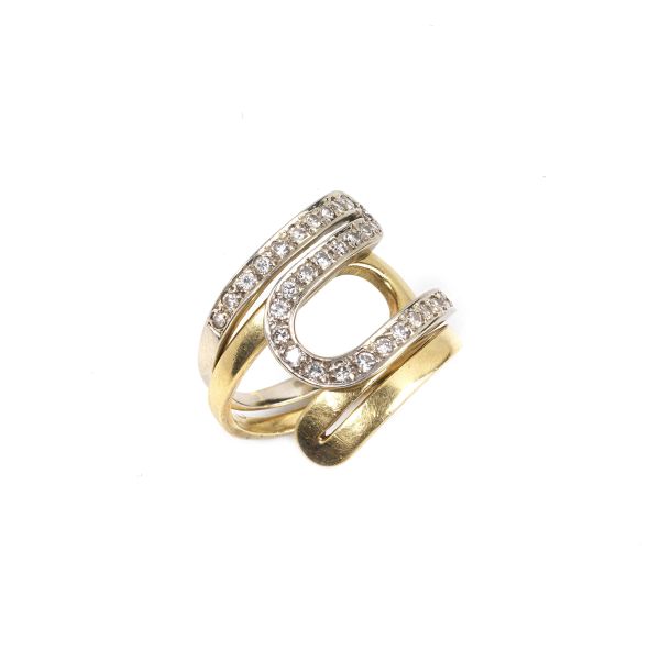DOUBLE BAND RING IN 18KT TWO TONE GOLD