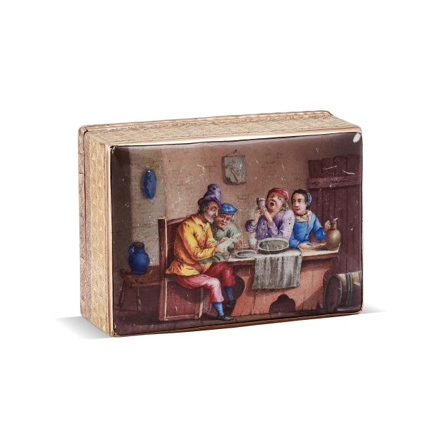 TABACCHIERA CON MINIATURE SMALTATE