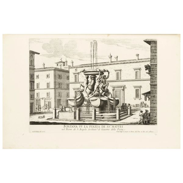 Falda, Giovanni Battista. Le fontane di Roma nelle piazze e luoghi pubblici. Legato con Le fontane delle ville di Frascati. Lagato con: Le fontane ne’ palazzi e ne’ giardini di Roma. Roma, de’ Rossi, [circa 1675-89]. 