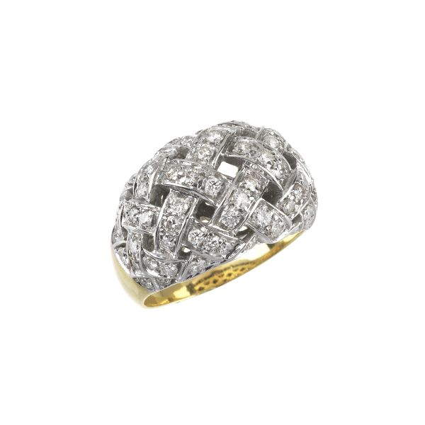 DIAMOND BAND RING IN 18KT TWO TONE GOLD