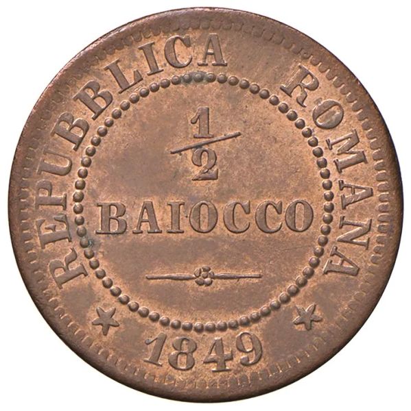 SECONDA REPUBBLICA ROMANA (1848-1849) &frac12; BAIOCCO 1849