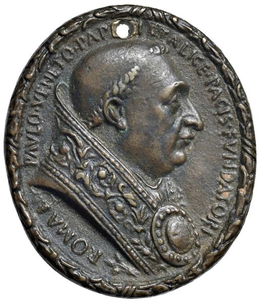 PIETRO BARBO (1418-1471) CARDINALE E PAPA PAOLO II. MEDAGLIA CELEBRATIVA FUSA A ROMA NEL 1468 OPUS CRISTOFORO DI GEREMIA
