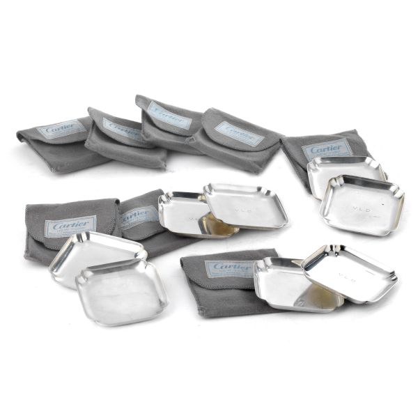 CARTIER, SIXTEEN STERLING ASHTRAYS, NEW YORK, 20TH CENTURY