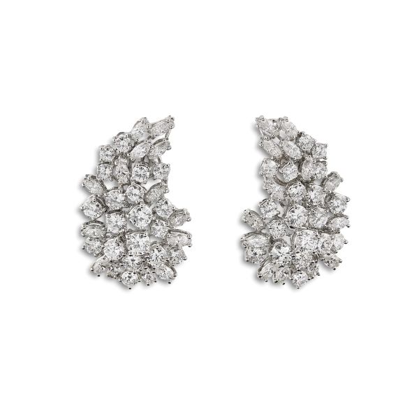 DIAMOND VOLUTE CLIP EARRINGS IN 18KT WHITE GOLD