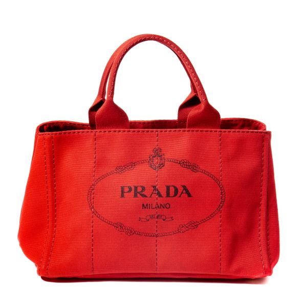 



PRADA RED CANAPA SHOPPING TOTE