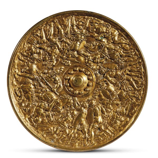 Northern Italian, 16th century, A battle, gilt bronze