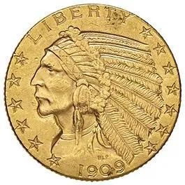 U.S.A., 5 DOLLARI 1909 INDIANO