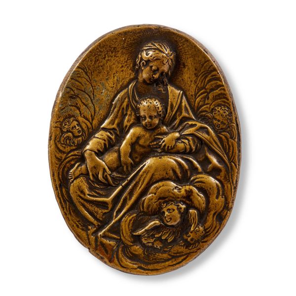 



Emilian School, 17th century, Virgin and Child with Angels, bronze