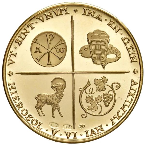 VATICANO. MEDAGLIA ORO 1964 CHE COMMEMORA L&rsquo;INCONTRO TRA PAPA PAOLO VI E ATENAGORA