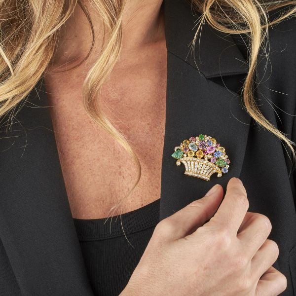 PAOLO PIOVAN SPILLA A FORMA DI CESTO FIORITO