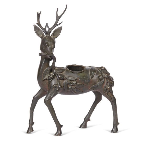 A CANDLE HOLDER IN THE SHAPE OF A DEER, CHINA, MING DYNASTY, 17TH CENTURY