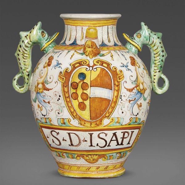 A TWO-HANDLED VASE, MONTELUPO, SECOND HALF 17TH CENTURY