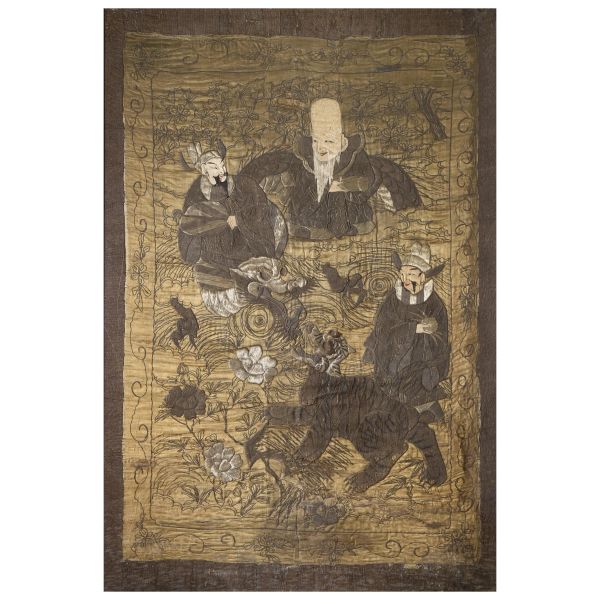 



AN EMBROIDERED SILK PANEL WITH SHOULAO AND ATTENDANTS, CHINA, QING DYNASTY (19TH CENTURY)