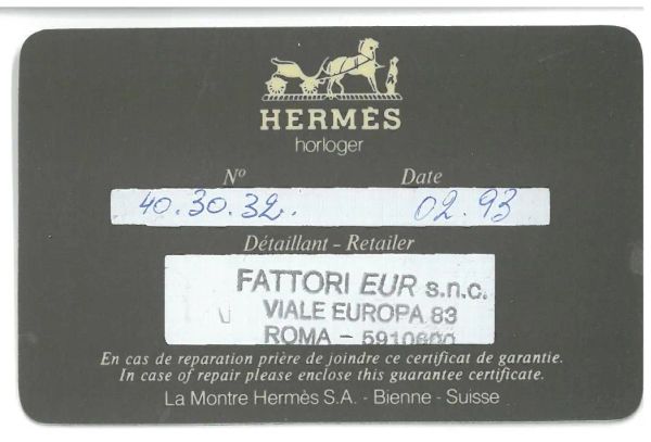 HERMES PARIS CAPE CODE REF. 40.30.32 ANNO 1993