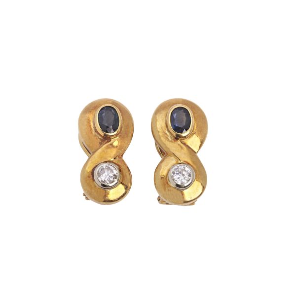 



SAPPHIRE AND DIAMOND CLIP EARRINGS IN 18KT YELLOW GOLD