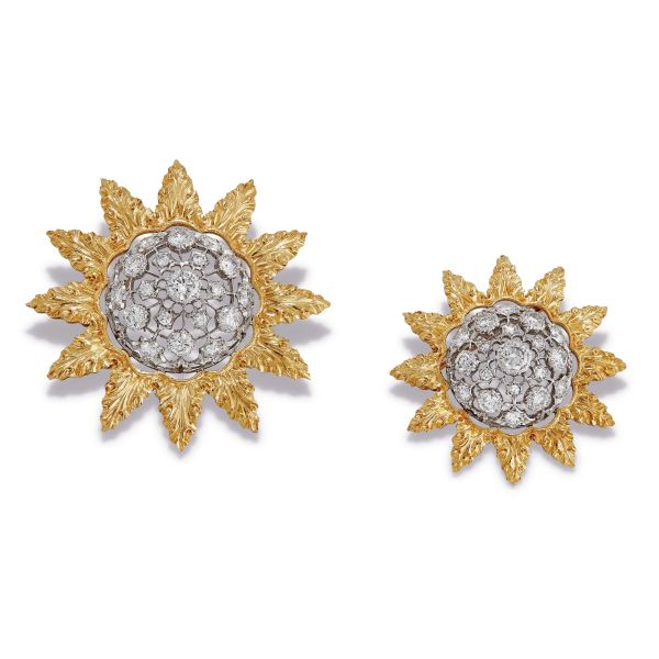 BUCCELLATI COPPIA DI SPILLE CON DIAMANTI