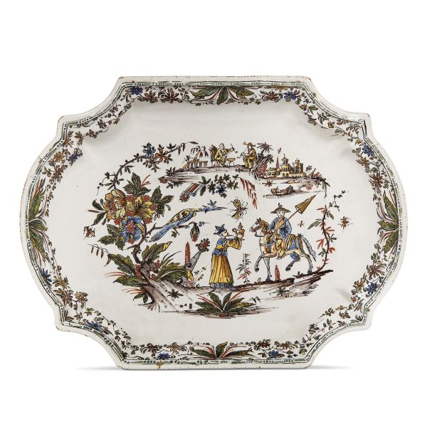A TRAY, MOUSTIER, 18TH CENTURY