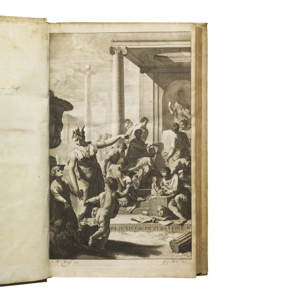 (Arte)   JUNIUS, Fran&ccedil;ois.   De pictura veterum libri tres [&#8230;] accedit Catalogus, adhuc ineditus, architectorum, mechanicorum &#8230;&nbsp;   Roterodami, typis Regneri Leers, 1694.
