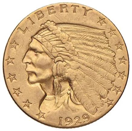 STATI UNITI, 2 &frac12; DOLLARI 1929 INDIAN HEAD