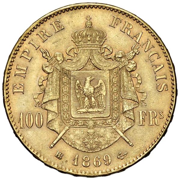 FRANCIA. NAPOLEONE III (1852-1870) 100 FRANCHI 1869 STRASBURGO