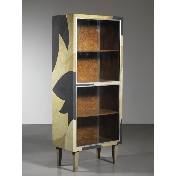 WOODEN AND GLASS SIDEBOARD CABINET