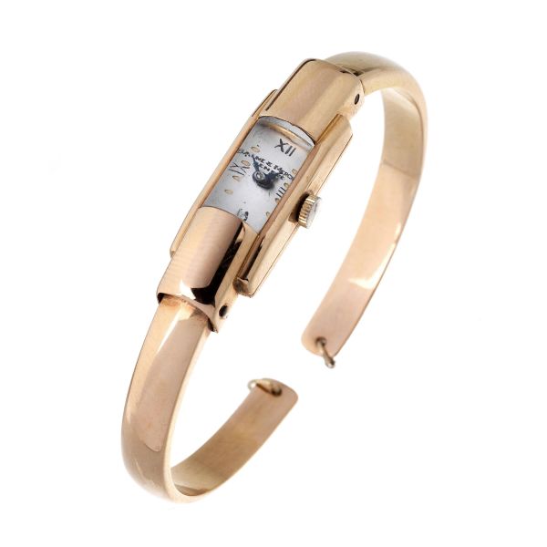 Baume &amp; Mercier - BAUME &amp; MERCIER YELLOW GOLD LADY'S WATCH WITH A HANDCUFF BRACELET