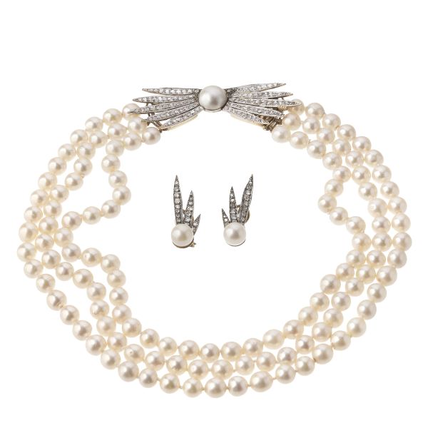 



DEMI PARURE CON PERLE E DIAMANTI 