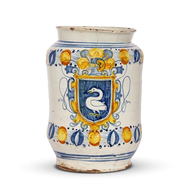A PHARMACY JAR (ALBARELLO), LATERZA, SECOND HALF 17TH CENTURY
