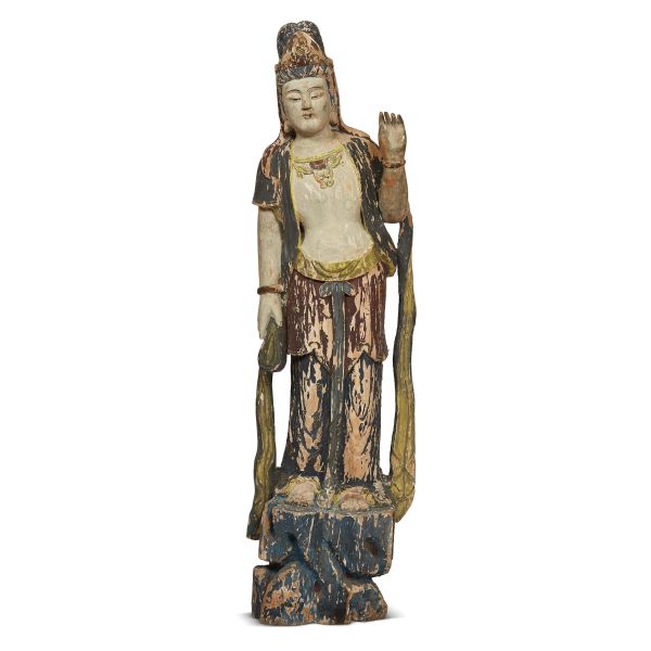 A WOODEN STATUE, CHINA, QING DYNASTY, 19TH CENTURY