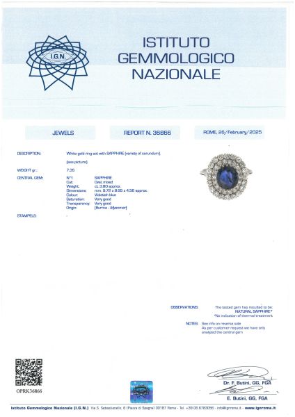 ANELLO CON ZAFFIRO BIRMANO E DIAMANTI