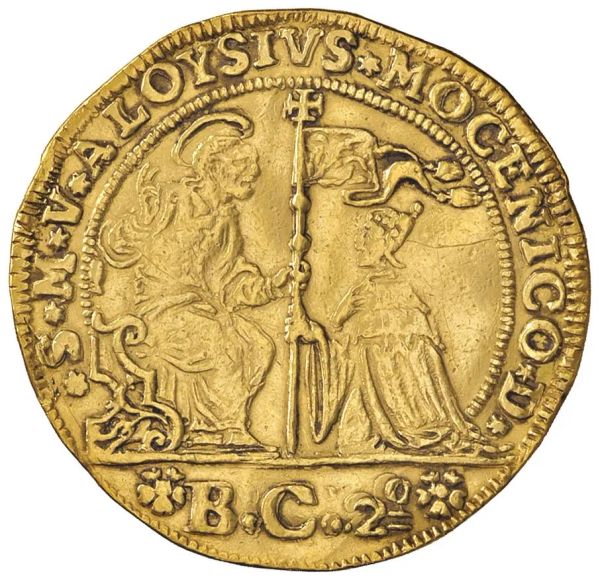      VENEZIA. ALVISE II MOCENIGO (1700-1709) OSELLA D&rsquo;ORO DA 4 ZECCHINI AN. VI (1705) 
