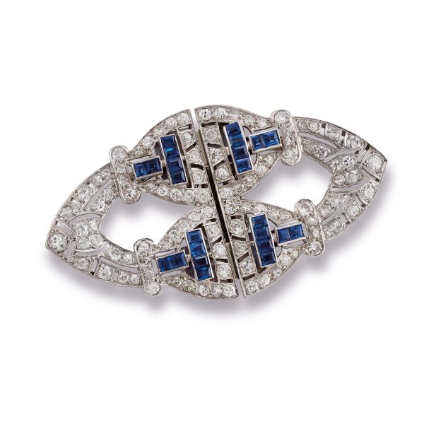 



DOUBLE-CLIP BROOCH WITH DIAMONDS AND SAPPHIRES
