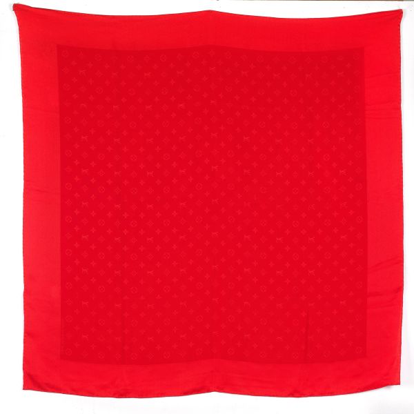 LOUIS VUITTON ALL OVER LOGO RED SCARF