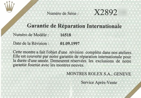 ROLEX DAYTONA ORO GIALLO REF. 16518 'SEI ROVESCIATO' N. X2892XX ANNO 1994